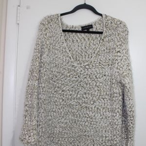 Lane Bryant V-Neck Fuzzy Sweater with Metallic